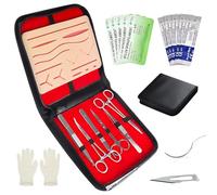 Vegena Suture Practice Pad - Kit completo di pratica di sutura, pelle in silicone a 3 strati con strumenti e custodia per il trasporto, cuscinetto per sutura cutanea per allenamento e pratica di