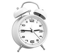 Vegena Sveglia a doppia campana con luce notturna, stile retrò, analogico, al quarzo, per bambini, a batteria, con quadrante grande da 4 pollici, allarme forte senza ticchettio, marrone