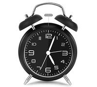 Vegena Sveglia a Doppia Campana, Sveglia da Comodino Segnale d'allarme a Volume Elevato Quarzo Analogico Sveglia Viaggi Vintage 4 Pollici Grande Quadrante Senza Ticchettio con Luce Notturna(Nero)