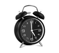 Vegena Sveglia a Doppia Campana, Sveglia da Comodino Segnale d'allarme a Volume Elevato Quarzo Analogico Sveglia Viaggi Vintage 4 Pollici Grande Quadrante Senza Ticchettio con Luce Notturna(Nero)