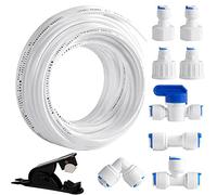 Vegena Tubo di alimentazione dell'acqua universale, 20 m, set di collegamento per frigorifero, connettore acqua, per frigorifero, Side by Side da 1/4 pollici