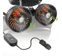Vegena Ventilatore 12V Auto a Doppia Testa Con Presa Accendisigari - Ventola a Clip Per Veicoli, Camper, Suv
