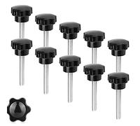 Vegena Vite a stella M8, 10 pezzi, M8 x 50 mm, con manico a stella, filettatura a morsetto, dado a stella, colore nero, vite a testa stellata, viti con manico per macchina utensili