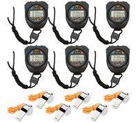 Cronometro Digitale Sportivo,6 Pezzi Cronometro Digitale Memoria,igitale Cronometro Sportivo,Cronometro Elettronico Con Fischietto Per Basket,Corsa,Palestra(Nero)