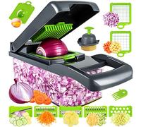 Vegetabl 16 in 1 Kitchen Mandolina Vegetable Slicer Food Onion Food Manual Spiral Cutter for Onion Vegetable Garlic Potato Insalad Mini Dicer (Gray)