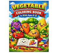 Vegetable Coloring Book for Kids Ages 4-8: Fun, Cute and Easy Vegetable Coloring Pages for Kids Ages 4-8, Big and Easy Vegetable Coloring Pages for Kids, Toddlers and Preschoolers