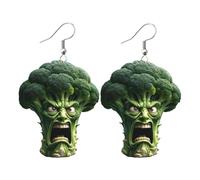 Vegetable Earrings Dangle, Women's 2D Acrylic Broccoli Dangle | Multi-Purpose Ergonomic Design for Simple and Stylish Everyday Wear for Dances, Weddings, Engagements
