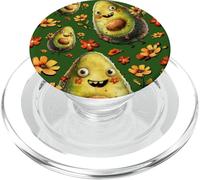 Vegetable Pattern And Happy Face For Vegan Mom Cute Avocado PopSockets PopGrip per MagSafe
