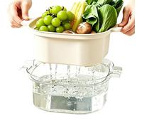 Vegetable Washing Bowl | With Handles Double-Layer Large Capacity Cleaning | Fruit And Vegetable Wash Bowl For Berry Produce Lettuce Apartment Camping Food Pasta Home Kitchen