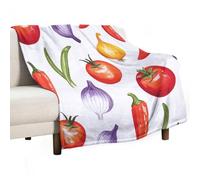 Vegetables Tomatoes Peppers Onions Red Chilli Pepper Coperta Divano Calda Coperte Peluche Coperta da Viaggio per Uomini Campeggio Viaggi 100x125cm