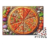 Vegetarian Pizza Variety 1000 Pezzi Cartone Spesso Puzzle Fai Da Te Per Bambini Principianti Gioco Divertente Impegnativo Sollievo Dello Stress Idea Regalo 70x50cm/1000pcs