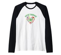 Vegetariano Colorato Veggie Cuore Art Maglia con Maniche Raglan