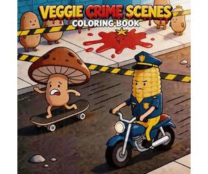 Veggie Crime Scenes: A Parodic Cute & Cozy Coloring Book feauturing Fruits and Vegetables Crimes for Adults with 40 Comfy Desings