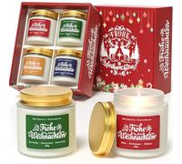 VEGISHINE Candele Profumate Natalizie, Set di 4 Candele Bianche in Vetro, Regali di Natale per Donne, Cera di Soia Naturale Candele Aromaterapia per Natale, 4 Fragranze