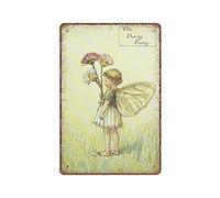 VEGlkj Daisy Fairy by Cicely Mary Barker Flower Fairies Vintage Print 1995 Targa in metallo vintage divertente targa in metallo poster arte da parete pub bar cucina giardino bagno decorazione della