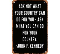 VEGlkj JFK - John F.Kennedy Citazione - AskWhat Your Country Can Do For You Poster metallo latta targa vintage 20,3 x 30,5 cm
