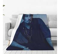 VEGlkj Johnny Depp - Coperta per divano e letto, morbida, leggera, calda, accogliente, in pile di flanella, per bambini e adulti, idea regalo, 127 x 101,6 cm