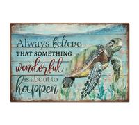 VEGlkj Targa in metallo con palma, 30,5 x 20,3 cm, con scritta in inglese "Everything's gonna be alright", decorazione da parete per vacanze estive in spiaggia, mare, caffetteria, bar
