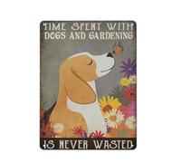 VEGlkj Targa rustica in metallo con cane farfalla cani e giardinaggio tempo speso con cani e giardinaggio non è mai sprecato arte da parete casa salotto giardino cortile decorazione da parete 30,5 x