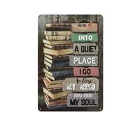 VEGlkj Targa rustica in metallo con scritta in lingua inglese "Book Lover And Into A Quiet Place I Go To Lose My Mind And Find My Soul" (lingua italiana non garantita)