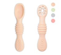 VegMai® Precucchiai per bambini. BLW Learning Spoons, Phase 1 + Phase 2. Raccomandato da nutrizionisti ed esperti di svezzamento. Rivestito in Silicone Antibatterico ed Ergonomico. (SALMONE)