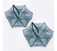 VEGOATY 2 pezzi 6 fori Cast Mesh Trap: trappola pieghevole in nylon con aperture per la pesca, rete da pesca, 6 fori per la cattura di anguille, granchi, aragoste, gamberetti e granchi