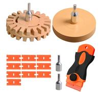 VEGOATY 2 pezzi (diametro 100 mm & Ø88 mm) gomma con raschietto in plastica, adesivo gomma per avvitatore a batteria per la rimozione di pellicole sventolate