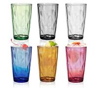 VEGOATY Bicchieri grandi colorati, set da 6 bicchieri da 500 ml, impilabili, in plastica, per succhi di frutta, acqua, campeggio, picnic, barbecue, bevande