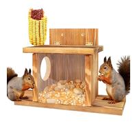 VEGOATY Casetta di mangime resistente alle intemperie: 35,2 x 12,8 x 24 cm, stabile in legno, scoiattolo, design flip top, stazione di mangime per scoiattoli, per giardino all'aperto (naturale)