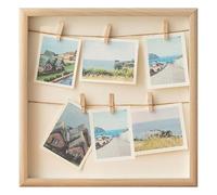 VEGOATY Cornice portafoto in legno, per collage fotografico, 30 x 30 cm, fai da te con corda e graffette, per il fissaggio di foto, cornici per foto o cartoline