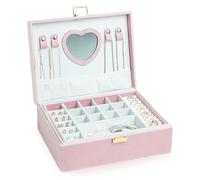 VEGOATY Grande portagioie multistrato in velluto rosa, scatola portagioie per ragazze, regalo di Natale, per collezione di gioielli e regali (25 x 20 x 9,5 cm, rosa)