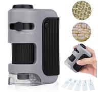 VEGOATY Microscopio LED Portatile per Bambini, Mini microscopio Tascabile con Zoom, microscopio scientifico Portatile a Batteria