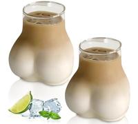 VEGOATY Set di 2 tazze da caffè creative, in vetro borosilicato trasparente, per bevande calde e fredde, divertente regalo per feste, ideale per caffè, casa, ristorante (450 ml, trasparente)