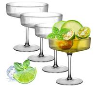 VEGOATY Set di 4 bicchieri da cocktail Martini, set di bicchieri da cocktail vintage, con manico lungo, bicchieri da vino, long drink, per espresso, martini, champagne e cocktail, 300 ml