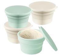 VEGOATY Set di 4 scatole per pizza con coperchio, perfette come scatola per la fermentazione per pizza, rotonde, 13 x 7,6 cm, con coperchio, scatola per la fermentazione pieghevole per impasto per