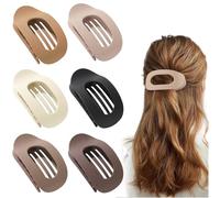 Vegoaty Set di 6 fermagli per capelli piatti francesi, in resina a più denti, mix di colori, antiscivolo, grandi fermagli per capelli da donna, 6 colori, per lo sport, per tutti i giorni e lo sport