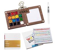 VEGOATY Set di acquerelli in noce, 15 griglie, 24 colori, per pittori e schizzi da viaggio (noce)