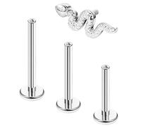 Vegolita Piercing per labbro in titanio 16G G23 filettato internamente serpente Monroe Stud in puro titanio Medusa Stud ipoallergenico cartilagine elice trago piercing gioielli 6 mm 8 mm 10 mm