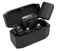 VeGue Microfono Wireless Lavalier con Charging Case, 2PCS Microfono Lavalier a Cancellazione di Rumore, Microfono a Condensatore Portatile, Youtube Vlog, Live Streaming, Porta di Type C (W2)