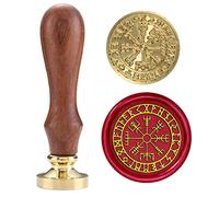 Vegvisir - Timbri per ceralacca, bussola, runa, incantesimo, sigilli in rame con manico in legno, che significa invertire la sfortuna