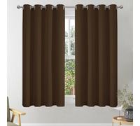 VEHEDE Tende oscuranti corte piccole per cantina, con occhielli, isolamento termico per bar, morbide tende per camera da letto, soggiorno, larghezza 117 x lunghezza 114 cm, marrone, 2 pannelli