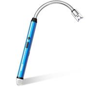 VEHHE Accendino Elettrico Ricaricabile USB con Gancio per Appendere, Accendini Antivento Senza Fiamma a Lunga Portata con Blocco di Sicurezza per Campeggio, Feste e Barbecue (blu)