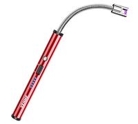VEHHE Accendisigari a candela elettrica USB ricaricabile Arco Accendino con display a batteria LED lungo flessibile a 360º Antivento per cucina barbecue candela a gas Campeggio Rosso