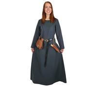 Vehi Mercatus Abito classico medievale Amalie - Cotone- Blu, Rosso, Verde, Nero, Natura Marrone-Medioevo, LARP, Reenactment, Blu, S