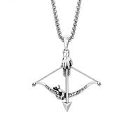 VEHICAR Collana da uomo con fiocco e freccia a croce, non si ossida, resistente, in acciaio inossidabile, con ciondolo a forma di crocifisso in lega di zinco, per uomo, per tiro con l'arco, regalo per