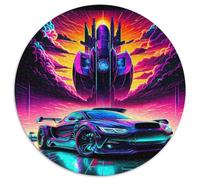 Vehicle 1000 Pieces Jigsaws Stress Reliever Difficult Challenge for Adults Kids Unique Challenge Games Retro Round Home Decor Gifts And Gifts 1000pcs (67.5x67.5cm)
