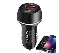 Vehicle Charging Adapter - Alloy 2 porte Power Charger, USB-C Rapid Charger | 60 W PD Output Car Accessory with Smart Chip Feature, Quick Charge Plug for Mobile Devices on Road Trips Commute