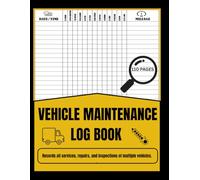 Vehicle Maintenance Log Book: Records all services, repairs and inspections of multiple vehicles | Identifies patterns in wear and tear, allowing early detection of mechanical problems.