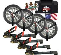 Vehiclex Confezione da 4 cinghie da 5,1 cm x 20 cm con ganci piatti - 4999,9 kg BS cinghie a cricchetto - Ultimate Car Tie Down cinghie per rimorchi