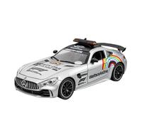 Veicoli Proporzionali 1 24 Per Mercedes Benz GTR AMG Super Sports Car Modello Die Cast Metallo Fusione Suono E Luce Auto Mini Modello Di Auto(Argento)